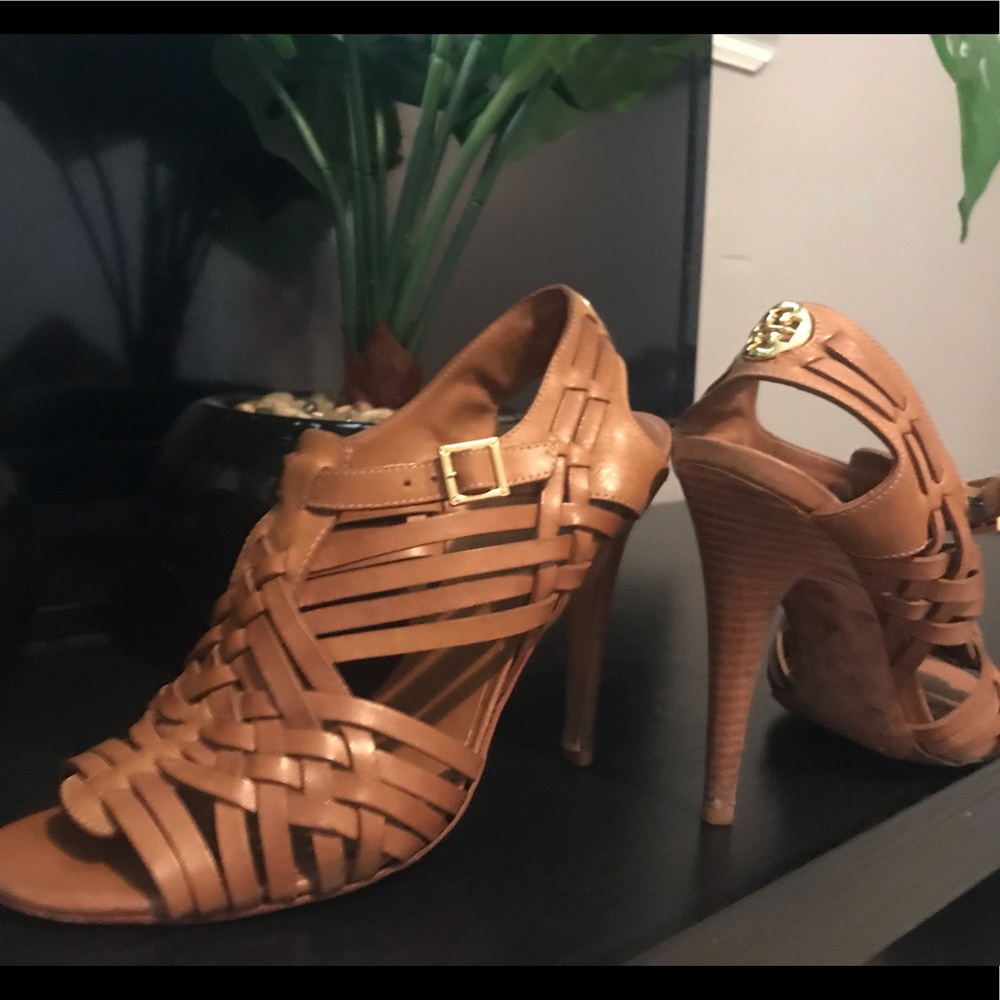 AUTHENTIC Tory Burch ‘Nadia’ Heels Tan 8.5 TTS
